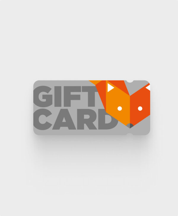 Grey Fox in a Box Adelaide gift card with illustrated fox design on a neutral background.